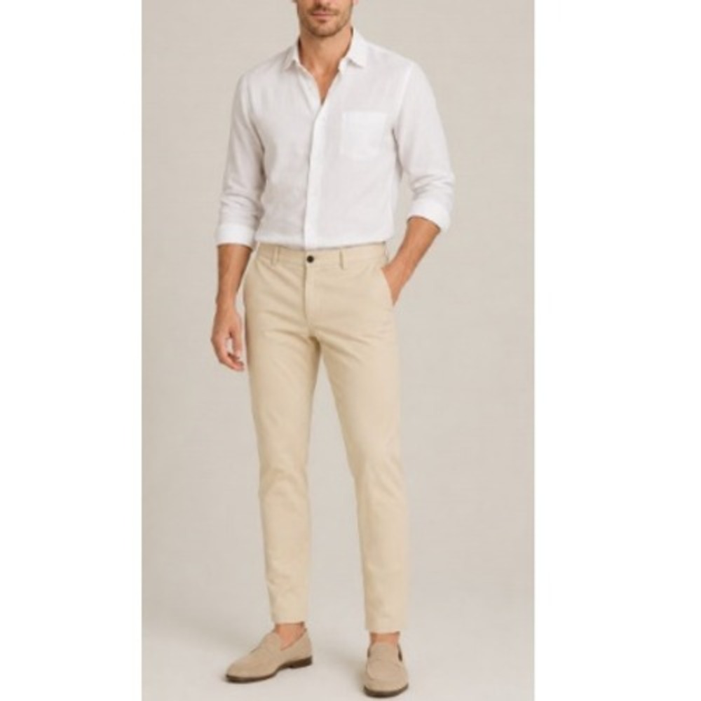 Charles Tyrwhitt Men's Stone Classic Ultimate Non‎ Iron Chino Pants Size 34W NWT